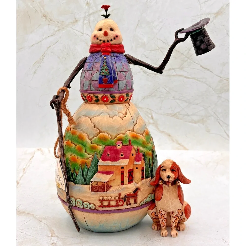 JIM SHORE Snowman's Best Friend w/ Dog Figurine Heartwood Creek 4008111 NOB 2007